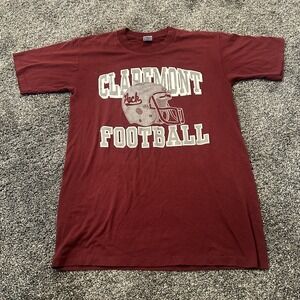 Vintage Claremont Football Shirt Mens Large Red Duke 50/50 Made USA 80s Graphic